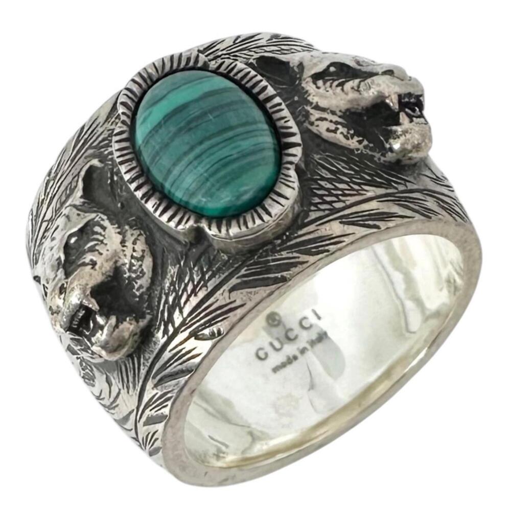 GUCCI Garden Tiger Head Ring, SV925 Silver, Men's